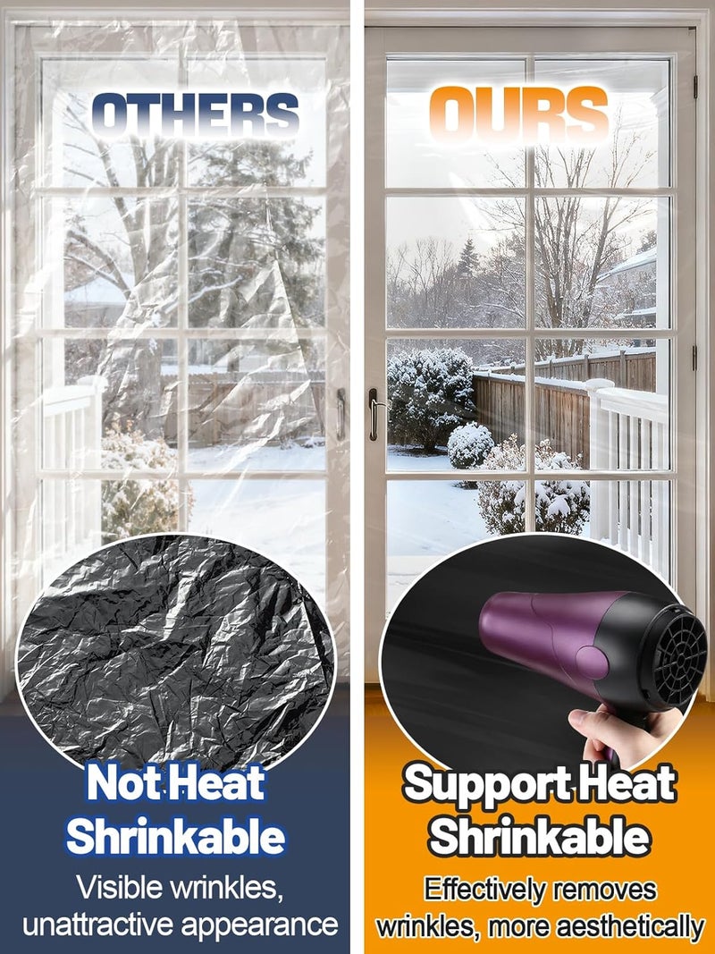 Bigmeta 87×236in Window Insulation for Winter - Fits Sliding Door French Door Clear Heat Shrink Plastic for Winterizing, Cuttable Large Window Film with Tape for Indoor Easy Installation - Image 3